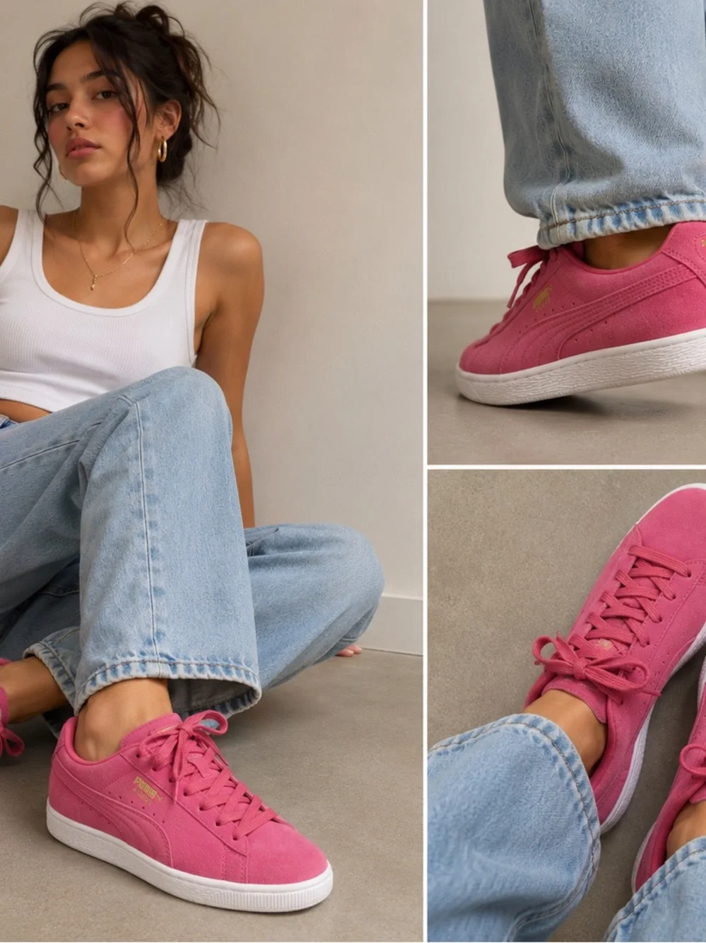 Puma Women's Bright Pink Low-Top Lace-Up Sneakers